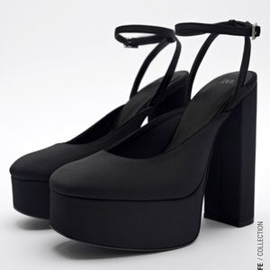 EVERYTHING MUST GO NWOT Zara Ankle Strap black Heels US6